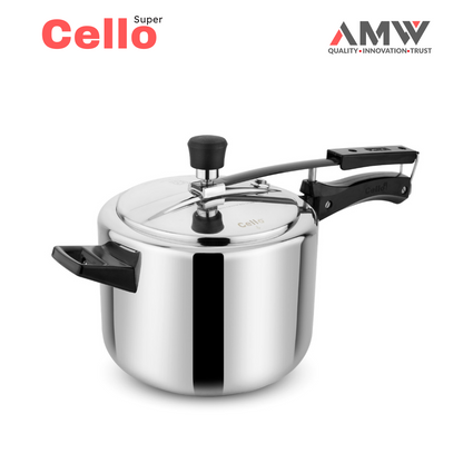 AMW Cello Super Dynamic 5 Litre Aluminum Inner Lid Pressure Cooker | Non-Induction Base | Sturdy & High-Performance